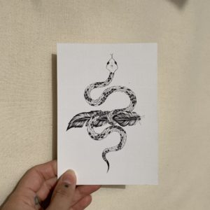 carte postale mystique numérique AF.ART serpent plume