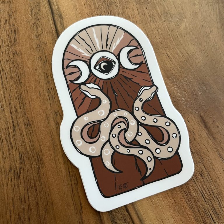 sticker serpent lune mystique