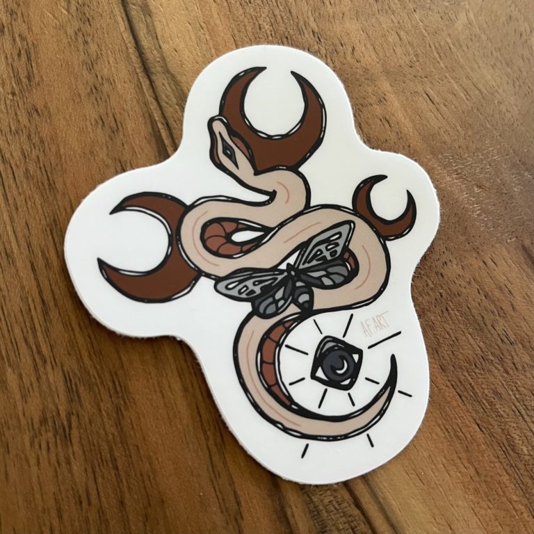 sticker serpent lune mystique