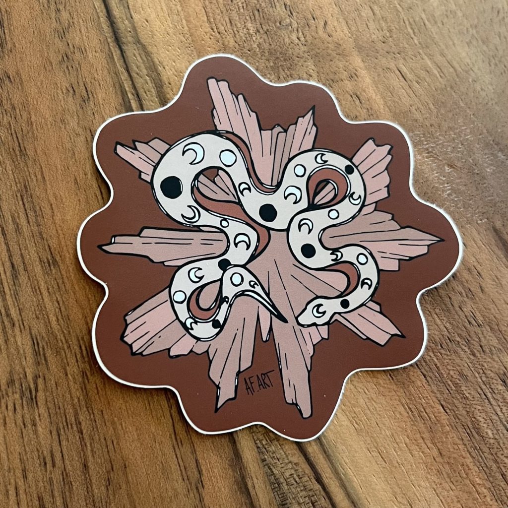 sticker serpent lune mystique