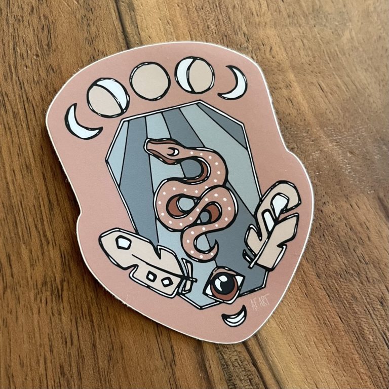 sticker serpent lune mystique