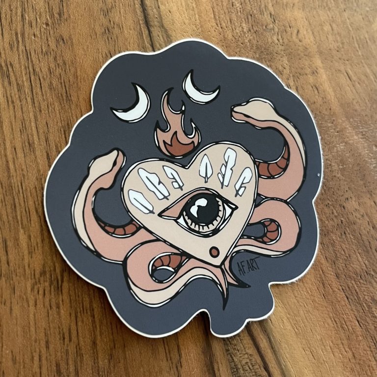 sticker serpent lune mystique