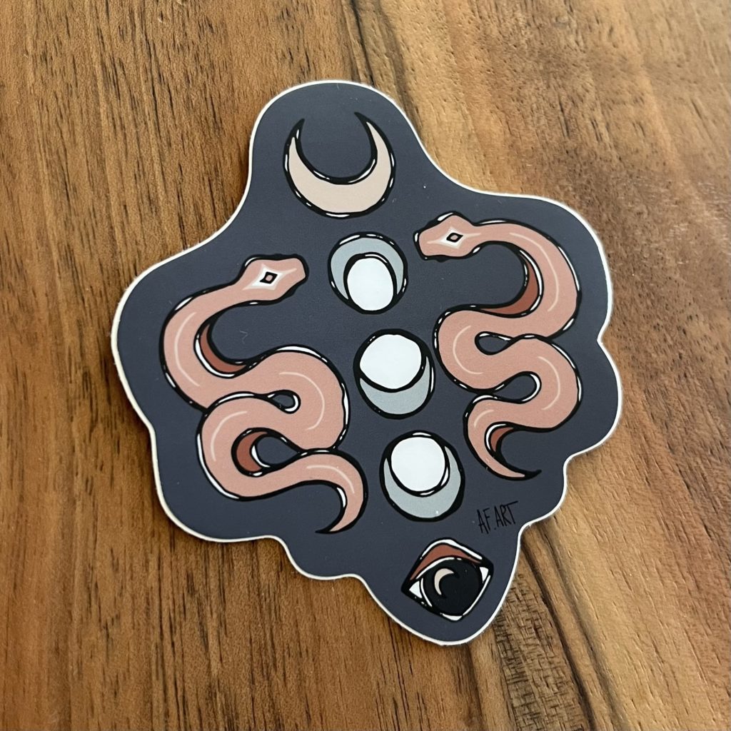 sticker serpent lune mystique