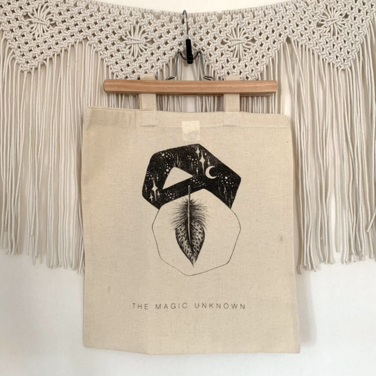 tote bag AF.ART sérigraphie mystique plume et univers