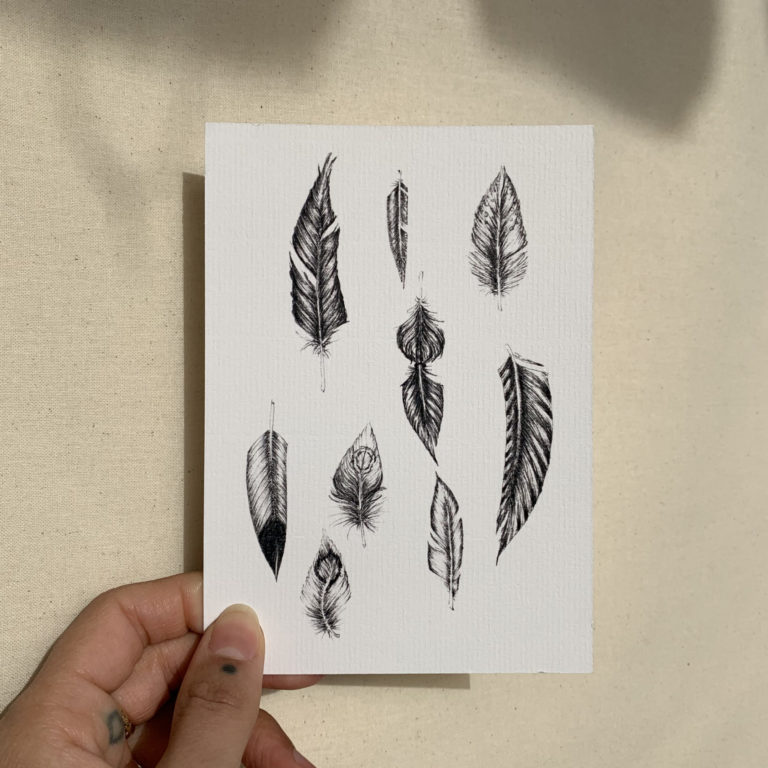 carte postale mystique numérique AF.ART plumes