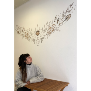 AF.ART fresque mystique serpents, oeil, main, plumes